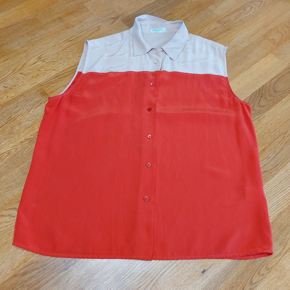 Equipment Femme Silk Sleeveless Top Size L Colorblock